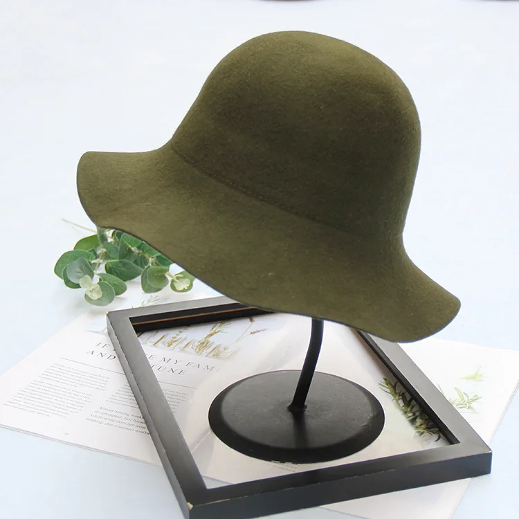 

New Female Bucket hat Winter Wool Vintage Floral Womens Fedoras Felt Hats French Bowler Sombrero Wool Hat For Women Fishermen Ha