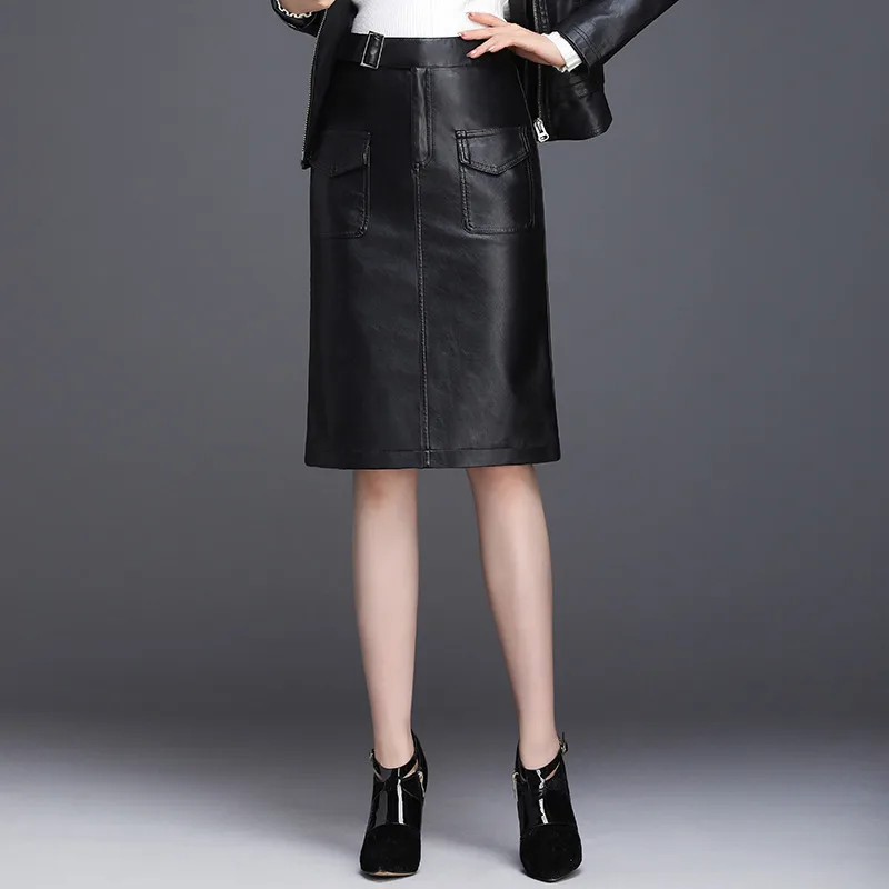 Женские юбки из искусственной кожи Осенние с высокой талией облегающая юбка
