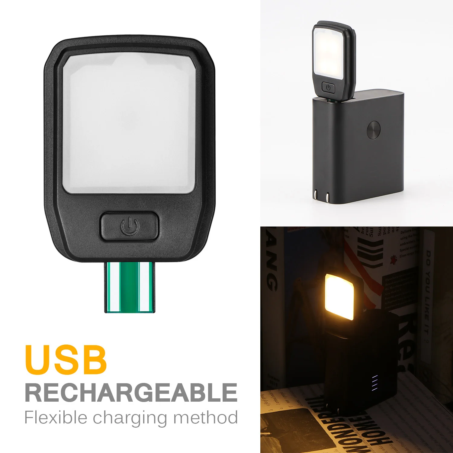 Портативная мини USB лампа прищепка для чтения перезаряжаемая power Bank Гибкая
