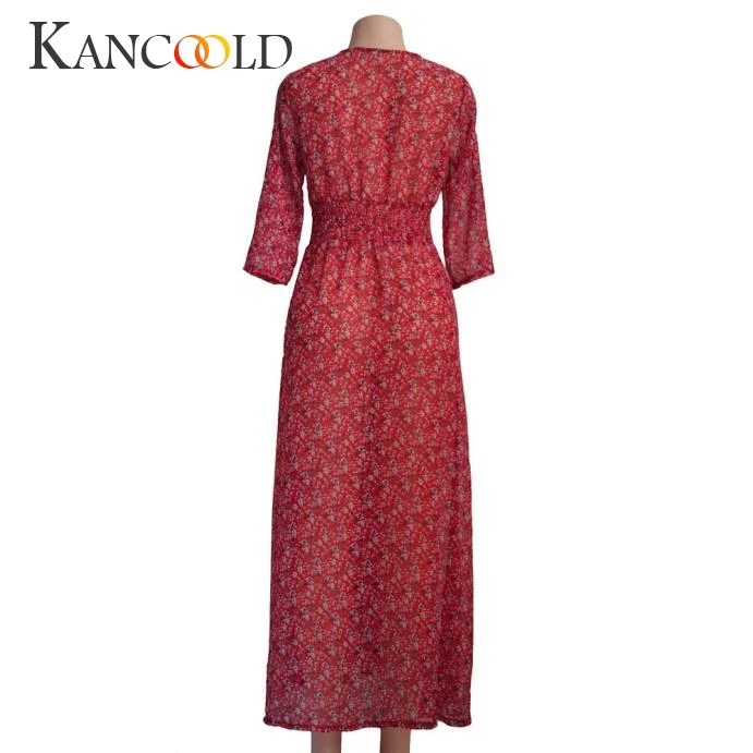 KANCOOLD 2019 Women's V-neck long skirt slim fashion comfortable bohemian dress floral seaside beach | Женская одежда