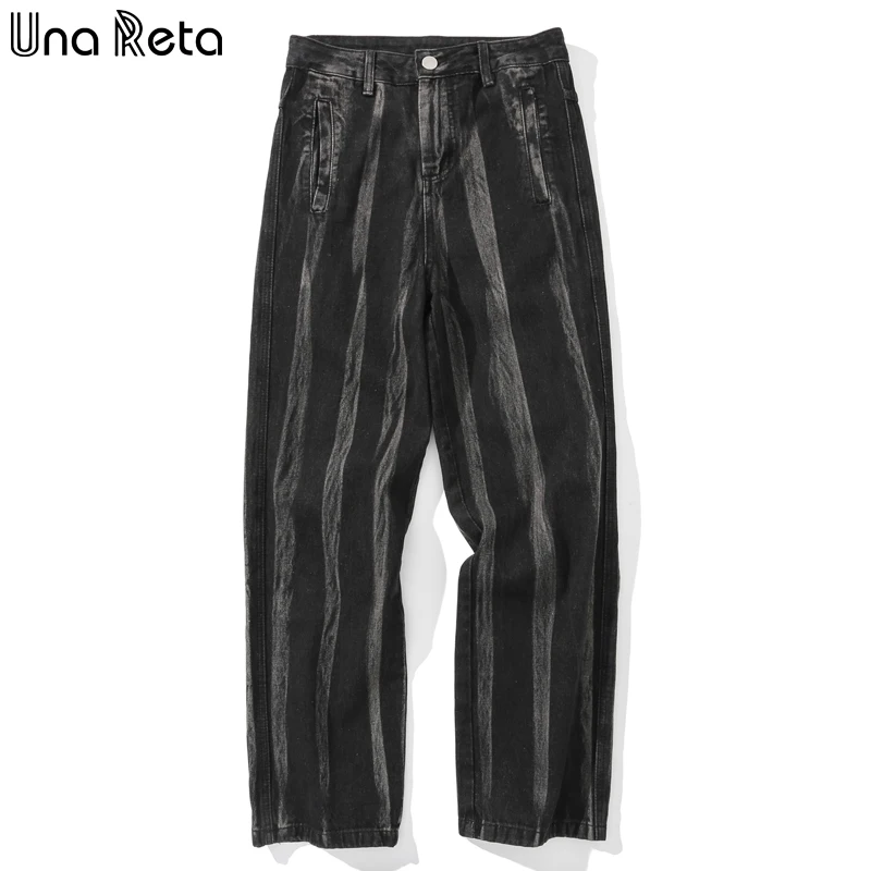 

Джинсы Una Reta мужские прямые с принтом тай-дай, новые черные джинсы в стиле хип-хоп, джоггеры из денима, уличная одежда, свободные джинсы для мужчин