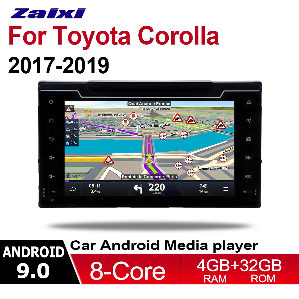 ZaiXi 2din Android 9 0 Восьмиядерный 4 Гб ОЗУ автомобильный DVD плеер для Toyota Corolla 2017 ~ 2019 GPS
