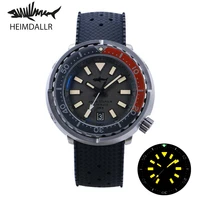 heimdallr mens titanium tuna can diving watch sapphire grey retro texture dial nh35 mechanical movement 20bar waterproof lume