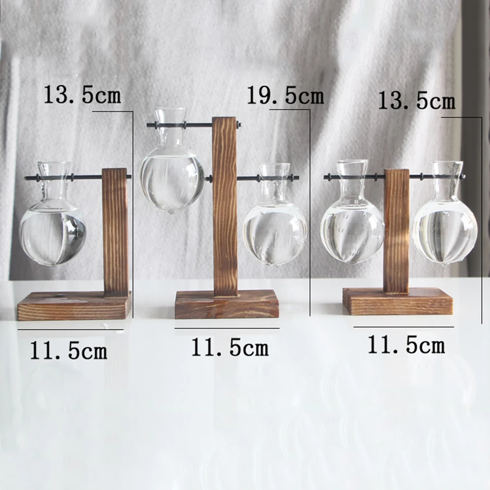 Creative Art Flowers Wooden Glass Vase Home Decor Mini Plant Holder Decoration Modern Nordic Style Garden Ornaments | Дом и сад