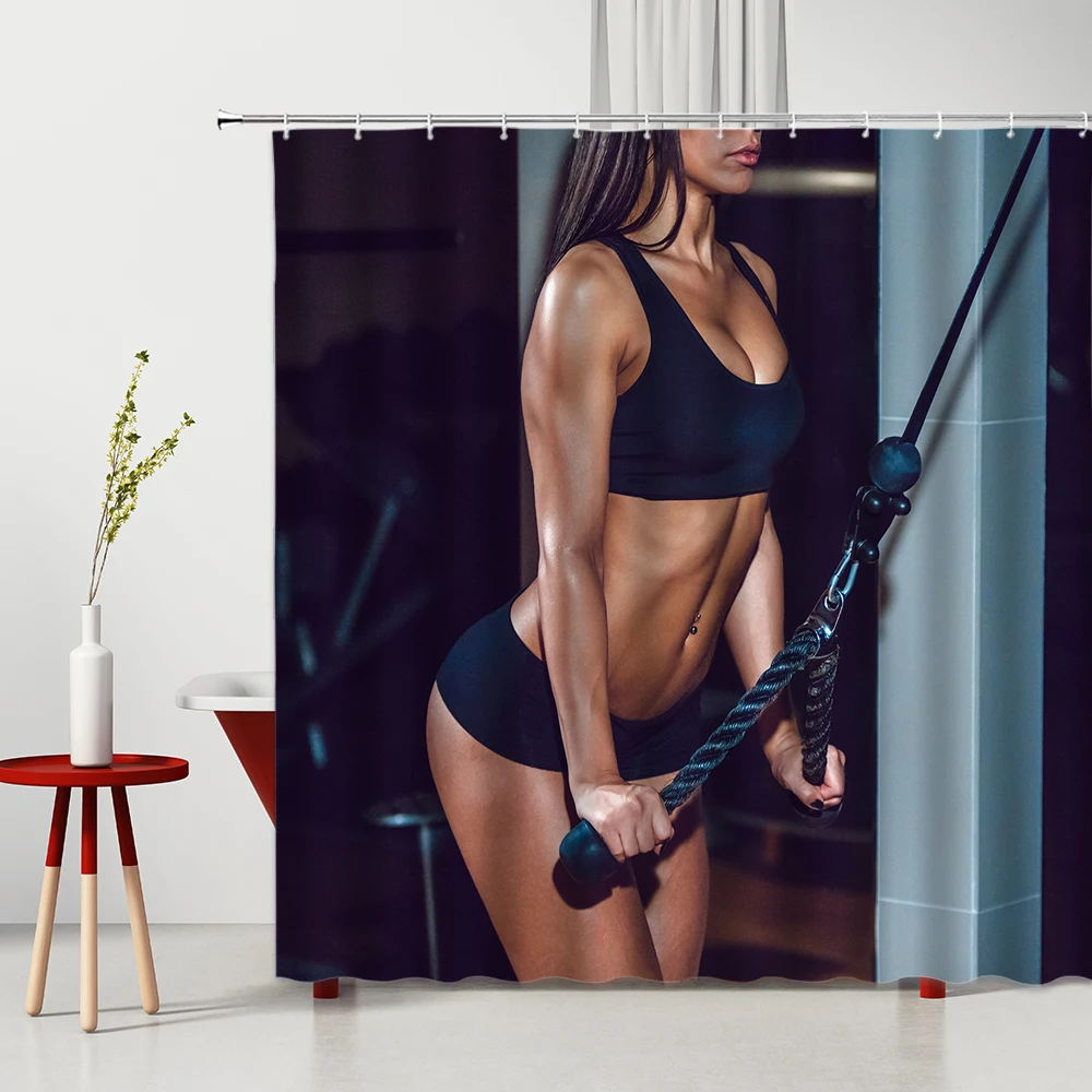 Занавески для душа красивая фитнес-девушка с хорошей фигуркой ванны украшение
