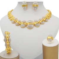 african women big necklace women jewelry sets crystal earrings ring classic wedding fashion jewelry set for bride