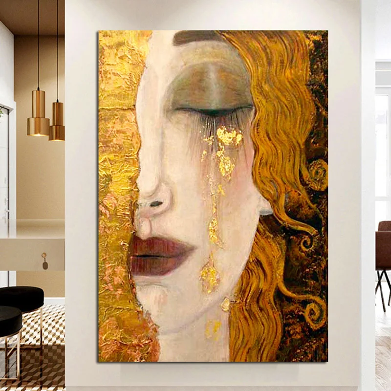 Abstract Gustav Klimt Tear Oil Painting Classic Posters and Prints Art Wall Pictures Cuadros for Living Room Home Decor | Дом и сад