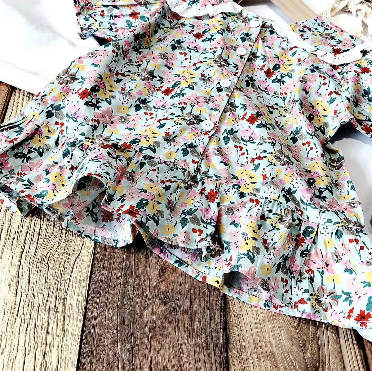 Модные летние блузки Gooporson с цветочным принтом для девочек кружевной воротник