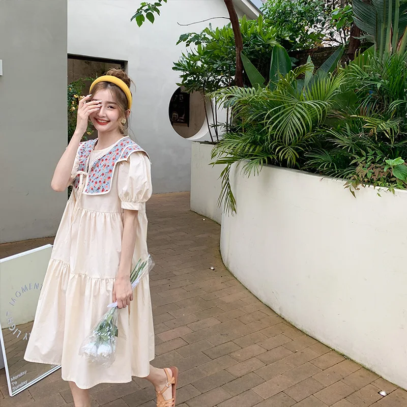 

2021 New Fashion Summer Family Matching Outfits Puff Sleeve Printing Casual Dress Mommy And Me Clothes Family Look Baby Dress