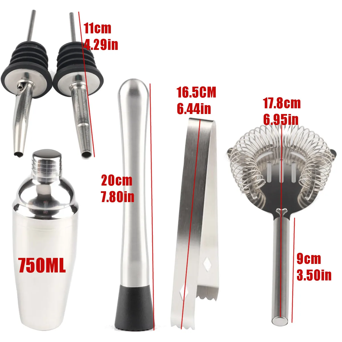 

14PCS/Set Cocktail Shaker Mixer 750ml Stainless Steel Bartender Kit Drink Bartending Bamboo Wine Rack Stand For Home Bar Party
