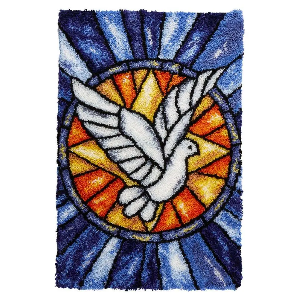 

Carpet Embroidery Latch Hook Kits With Printed Canvas Crafts for Adults Peace Dove Tapestry Kits Home Decoration