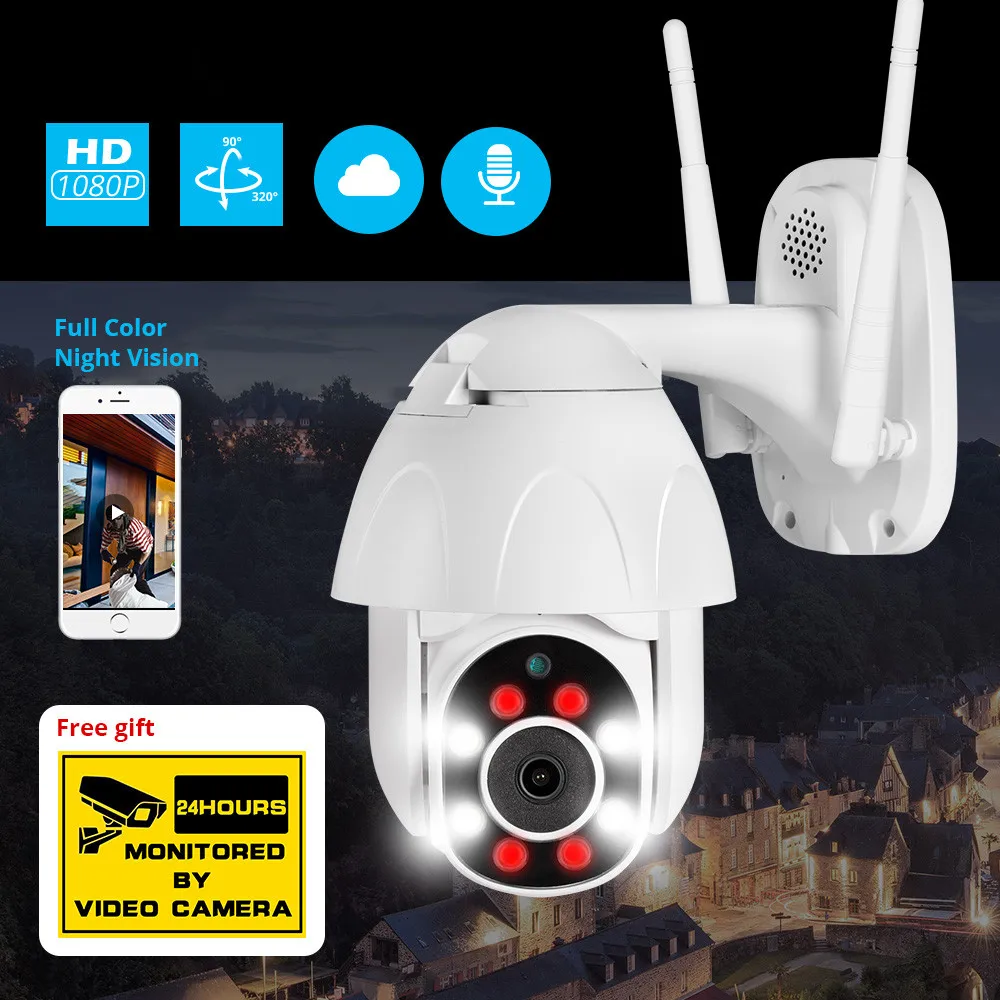 1080P наружная камера наблюдения с датчиком PTZ IP камера CCTV скорость безопасности купольная камера наблюдения wifi Облачное хранение ночное видение Обнаружение движения