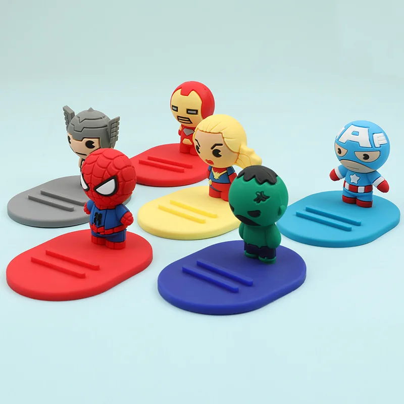 

Disney Avengers Mobile Phone Bracket Superhero Version Iron Man Thor Hulk Captain America Spiderman Figure Model Toy Doll