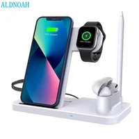 4 in 1 qi wireless charger stand pad for iphone 13 12 11 xs xr x 8 fast charging dock station for apple watch 7 6 se airpods pro