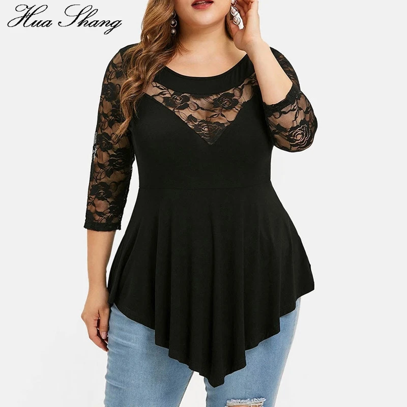 5XL плюс размер блузка женская летняя кружевная открытая бюст три четверти рукав Сексуальная Блузка рубашка Женский жакет Нерегулярные Топы