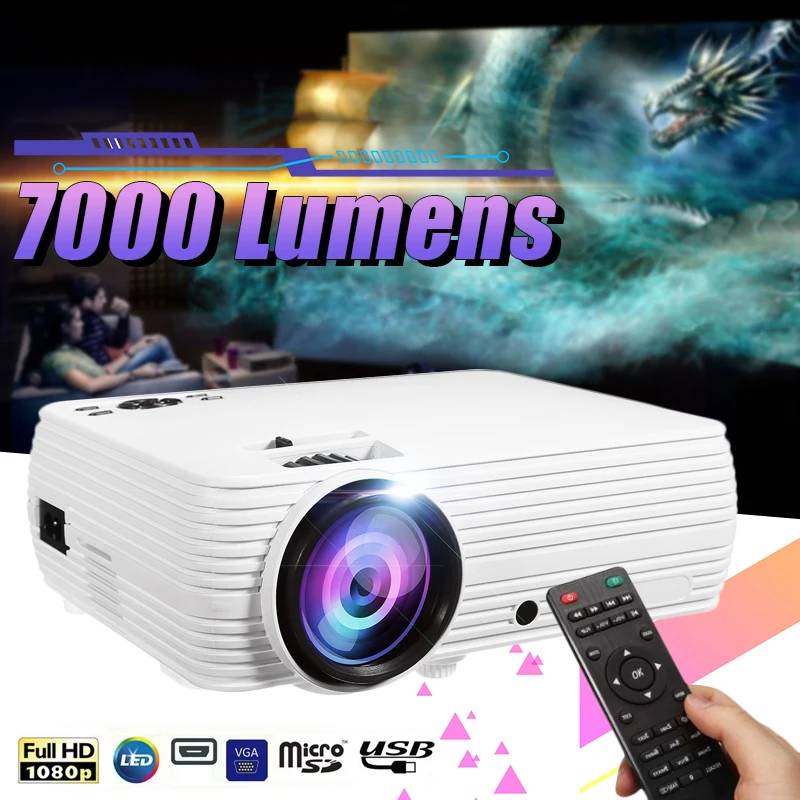 ЖК проектор X5 светодиодный для домашнего кинотеатра HD поддержка 1080P 7000 люмен