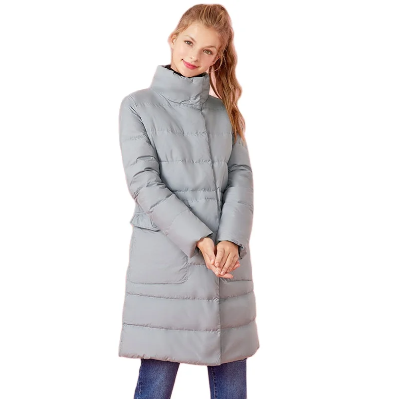 SEMIR для женщин длинная куртка пуховик девочек длинный с воротником стойкой