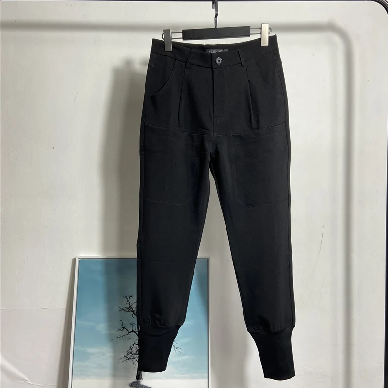 Men's Pants Spring And Autumn New Slim Pure Color Simple Black Casual Versatile Large Pants