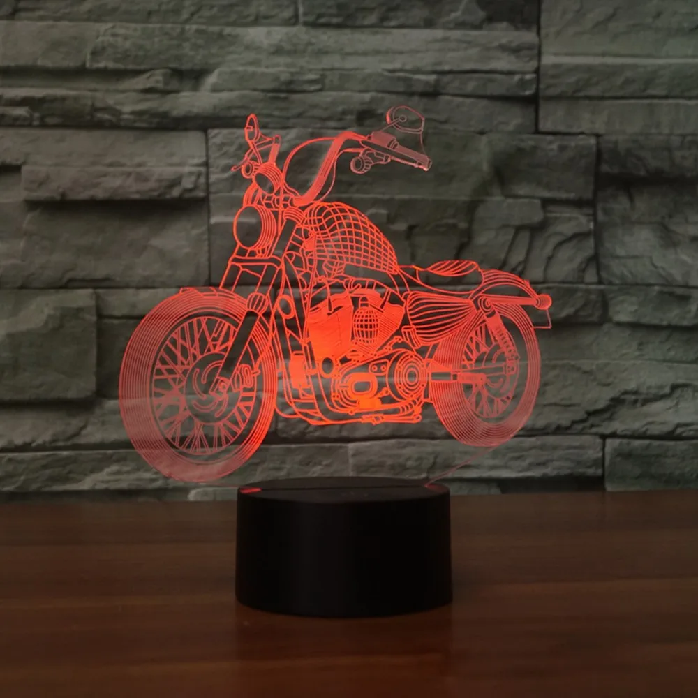 Акриловая 3d лампа голограмма для мотоцикла ночсветильник с сенсорным