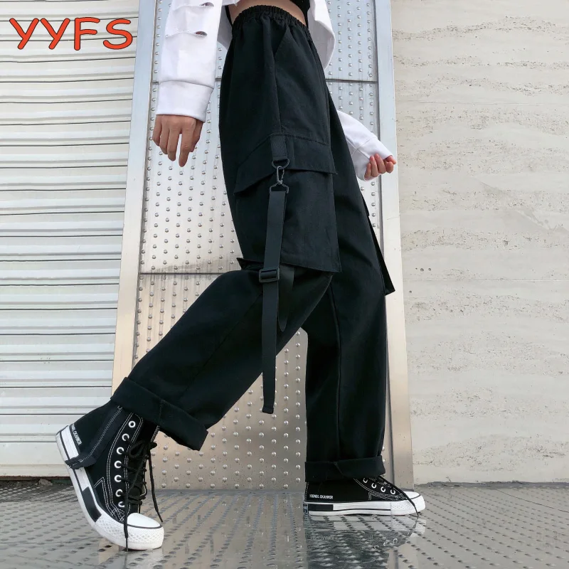 

Брюки-карго женские свободные, джоггеры, уличная одежда, широкие штаны с карманами, модные спортивные брюки в стиле хип-хоп, модные штаны для...