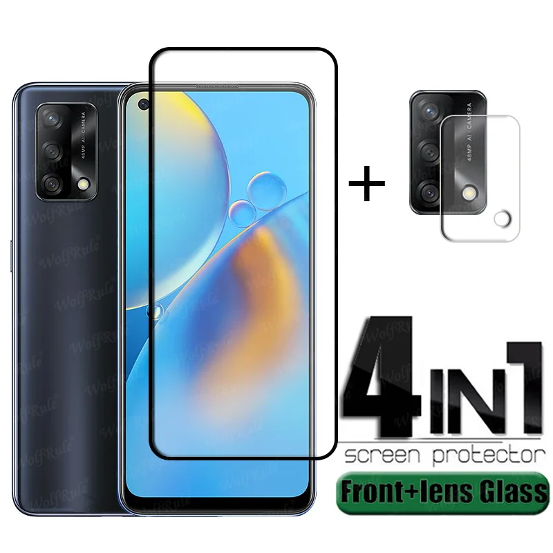 Pel&iacute;cula protectora de vidrio templado para OPPO A74, Protector de pantalla para lente de c&aacute;mara, pel&iacute;cula de 6,43 ", 4 en 1-0