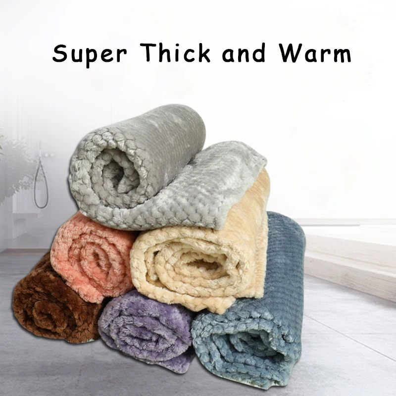 Одеяло для домашних животных мягкая фланелевая однотонная супертеплая кровать