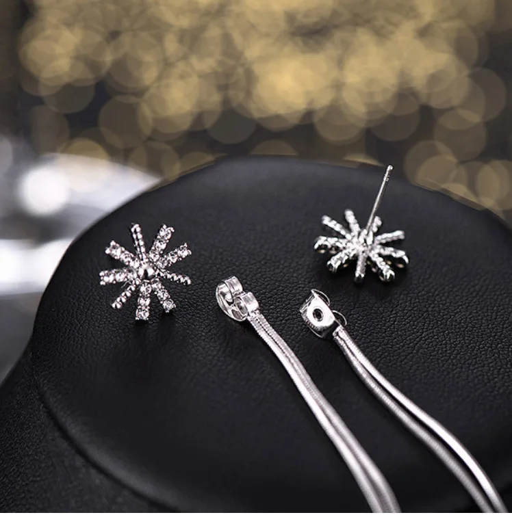 100% S925 чистая тремола ногтей темперамент Джокер личность серьги маленькие свежие