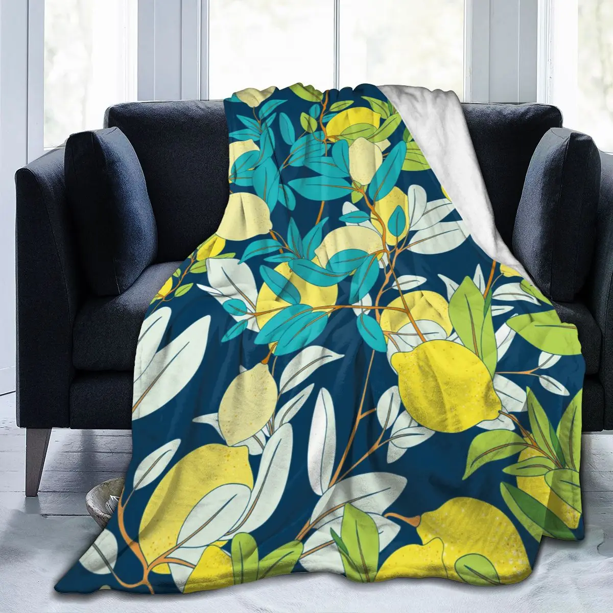 

Мягкое теплое фланелевое одеяло, винтажное, с растительным рисунком лимона, переносное, зимнее, тонкое покрывало для кровати, дивана