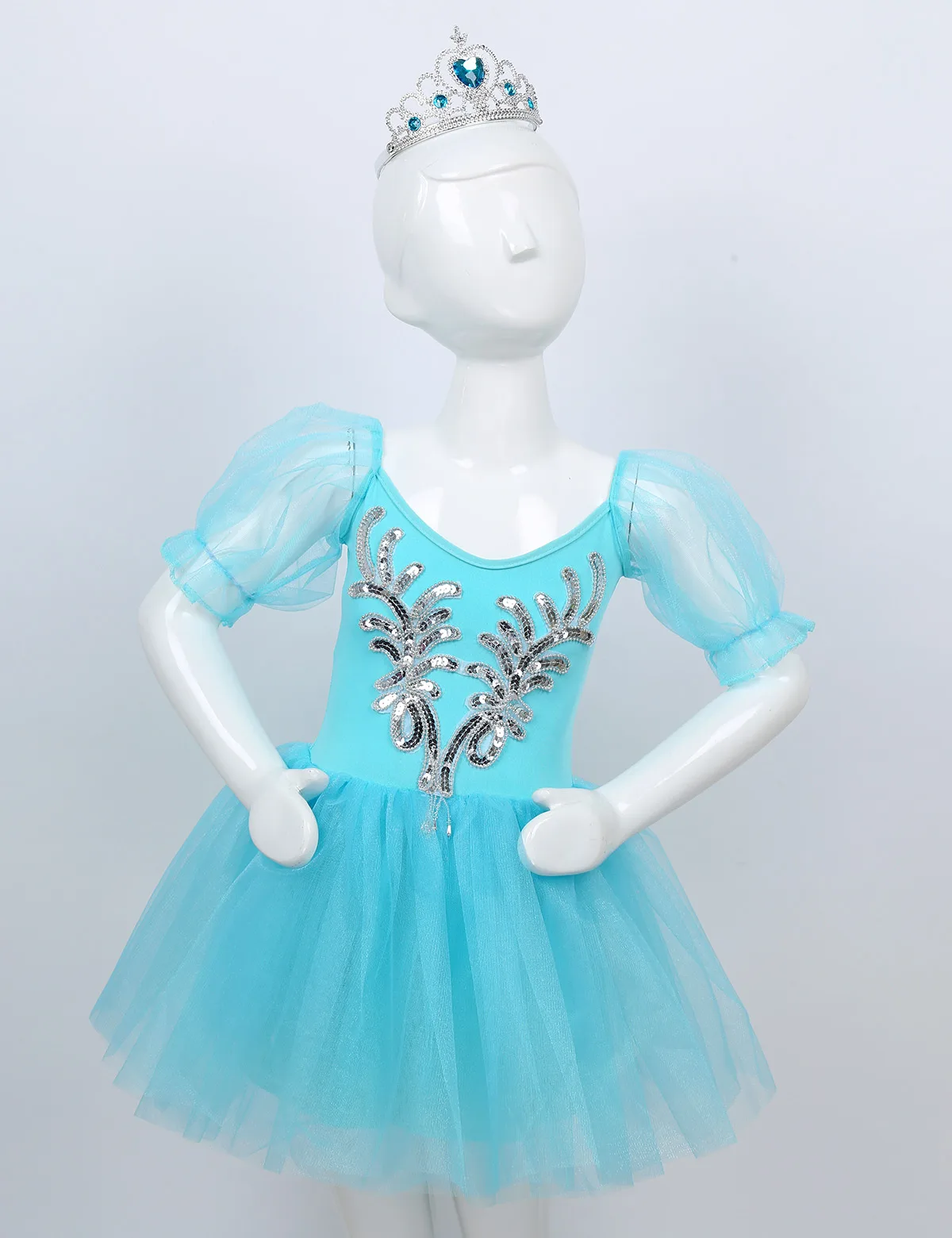 Детский современный танцевальный костюм для сцены девочек Сетчатое балетное