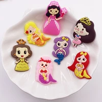 20pcs colorful pvc soft material printed cartoon princess patches for diy bags shoes clothes applique accessories crafts
