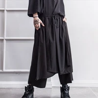 mens trousers slouchy trousers culottes false two irregular wide leg trousers mens shorts dark yamamoto style stage outfit