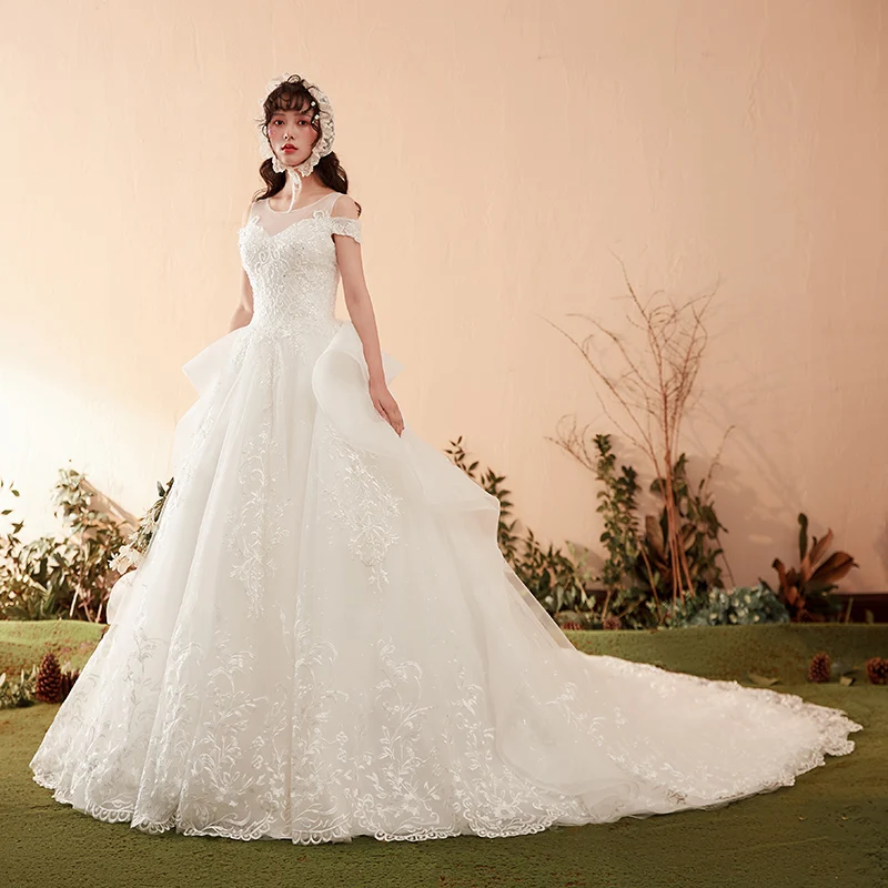 2020 свадебное платье со шнуровкой на спине фантастическое Тюлевое ТРАПЕЦИЕВИДНОЕ