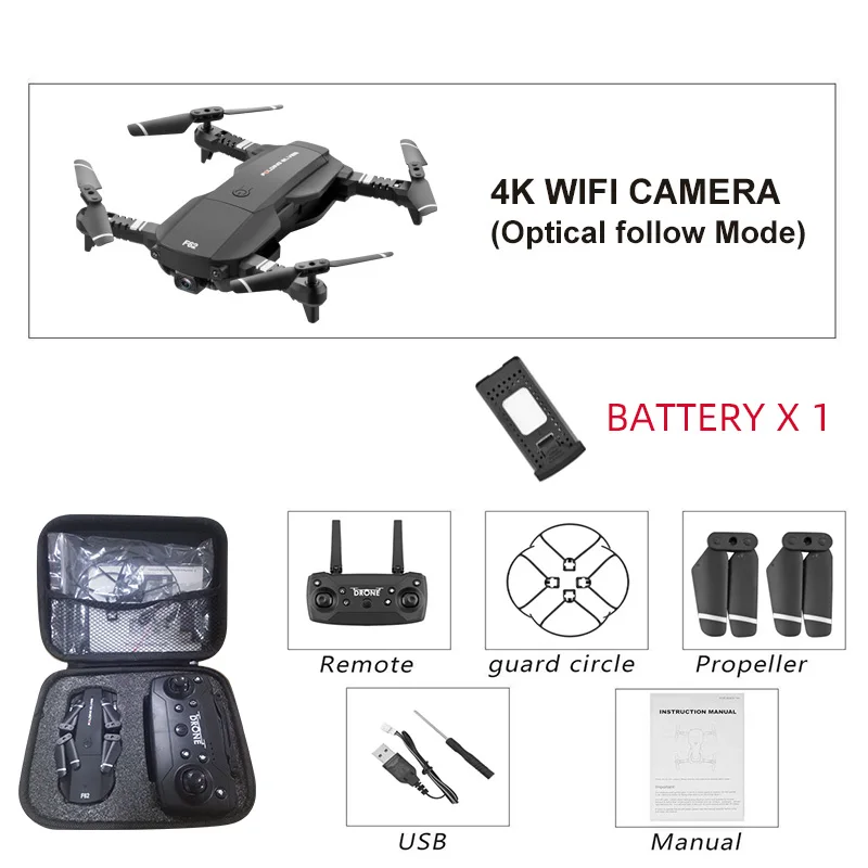 4K black 1B bag F62 Квадрокоптер, Дрон a игрушки Мини 4k дроны, Радиоуправляемый вертолет Профессиональный с камерой hd Квадрокоптер drohne Селфи - Цвет: 4K black 1B bag