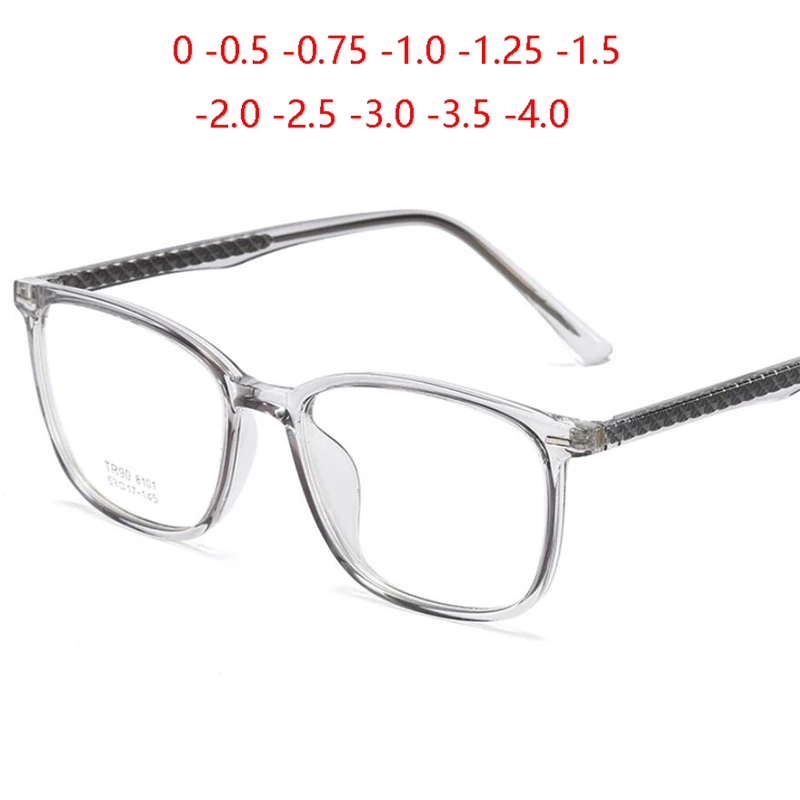 

Ultralight TR90 Square Myopia Glasses Finished Retro Transparent Gray Literary Student Prescription Spectacle 0 -0.5 -0.75 To -6