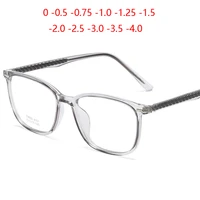 ultralight tr90 square myopia glasses finished retro transparent gray literary student prescription spectacle 0 0 5 0 75 to 6