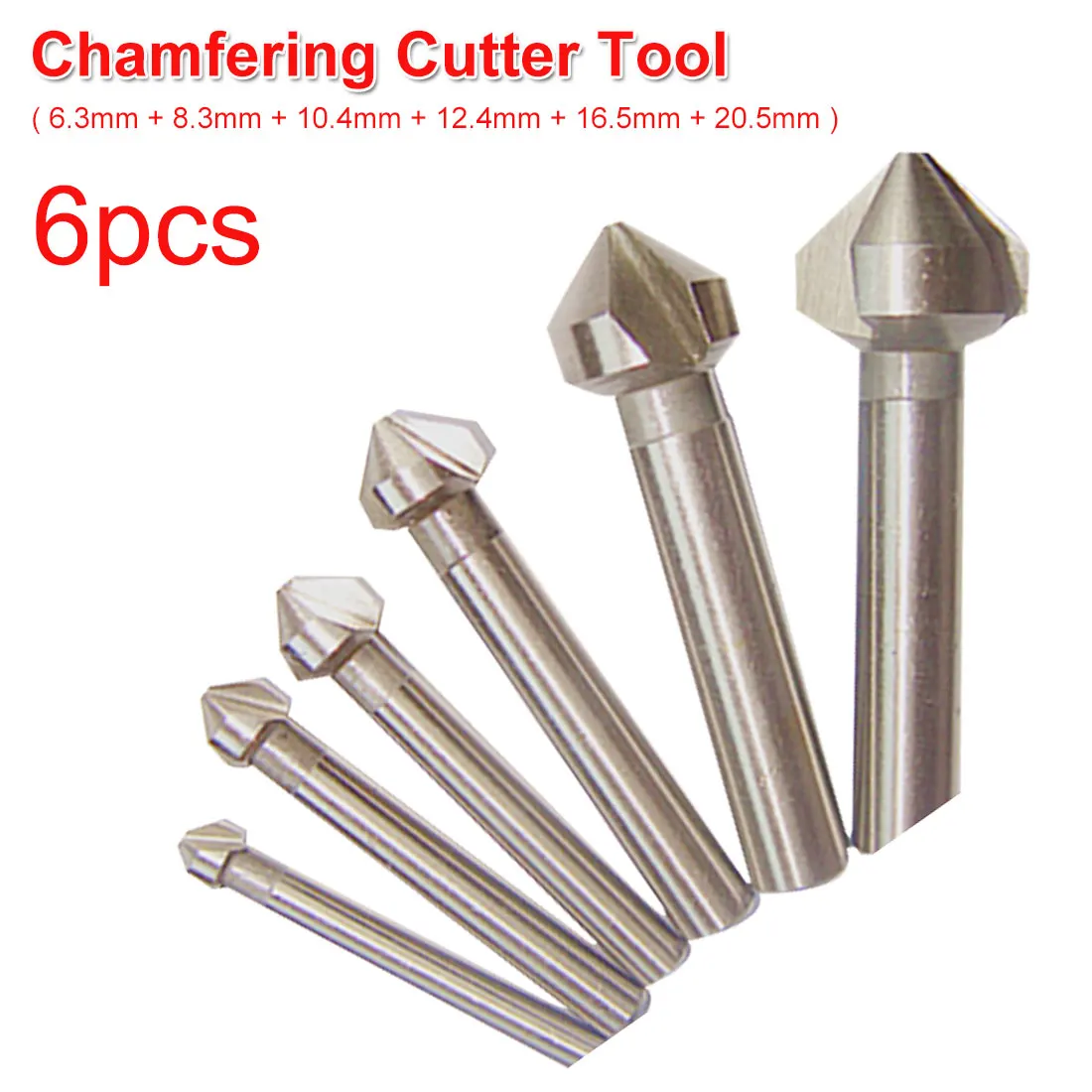 

6.3mm-20.5mm 6pcs 3 Flute 90 Degree HSS Chamfer Chamfering Drill Bit Set Drilling Mill Drill Round Shank Countersink Drill Bit