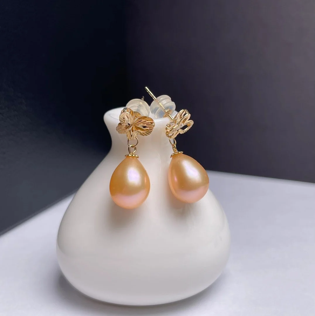 

shilovem 18k yellow gold Natural freshwater pearls Drop Earrings fine Jewelry women trendy anniversary gift myme8-9011111zz