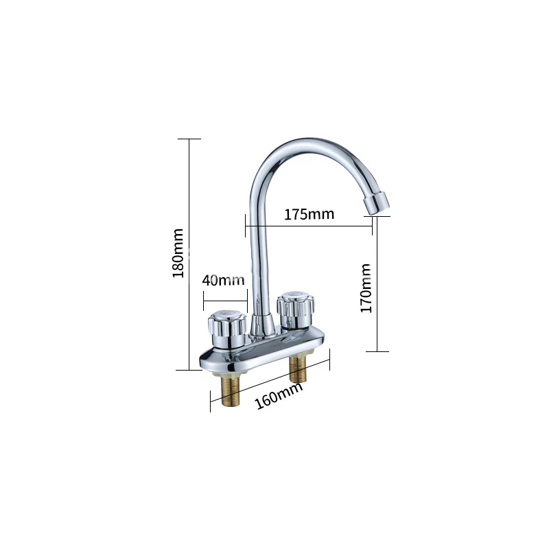 Kitchen Faucet 360 Degree Swivel Wash Basin Tap Cold and Hot Water Mixer Double Handle Dual Hole Sink Deck Mounted | Обустройство