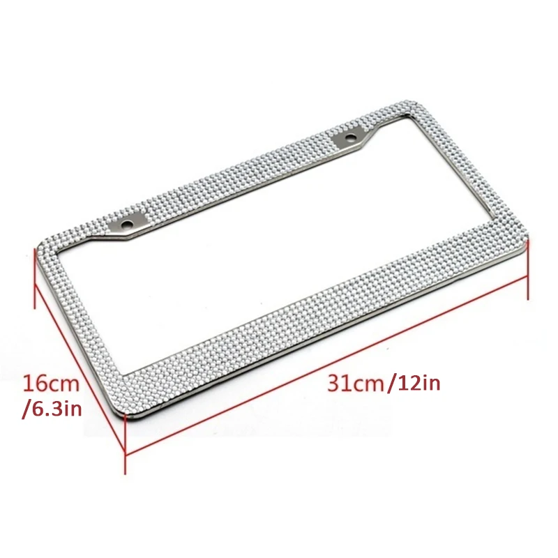 

Crystal Diamond Car License Plate Frames Handmade Sparkly Bling Rhinestone Stainless Steel Metal Frames For USA American Canada