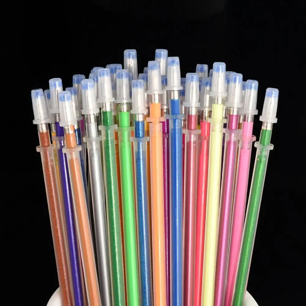 

48Pcs Colors 0.8mm Gel Ink Pen Refills Glitter School Drawing Writing Stationery