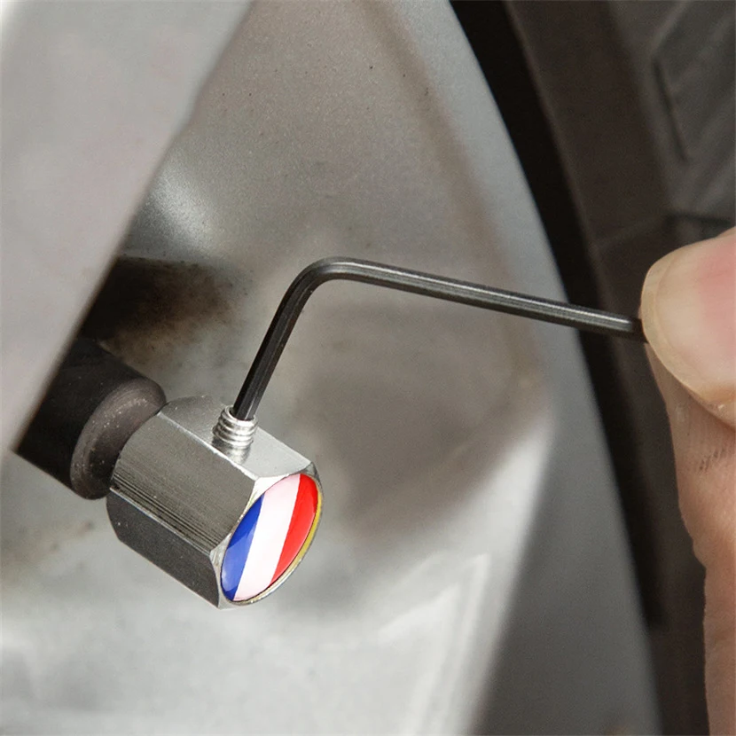 Колпачки для клапанов автомобильных шин с французским флагом противоугонные