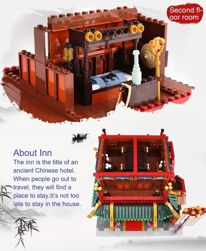 

3046Pcs XB01022 Chinese Traditionnal Building The Wanfu Inn Assembly Building Blocks Bricks Kids Birthday Christmas Toys Gifts
