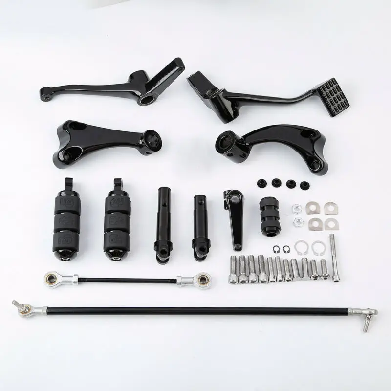 BLACK Мотоцикл Полный вперед управления W/колышки связи для Harley 04-13 Sportster 883 1200 10 - Цвет: BLACK
