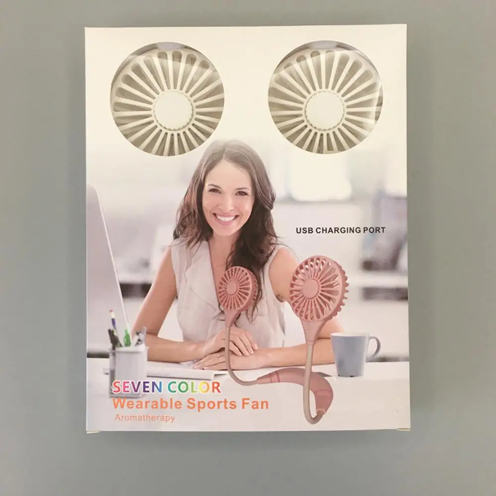 

USB Neckband Fan Hand Free Rechargeable Fan with 2200mAh Battery Power Bank Detachable Dual Wind Head for Running Camping Office