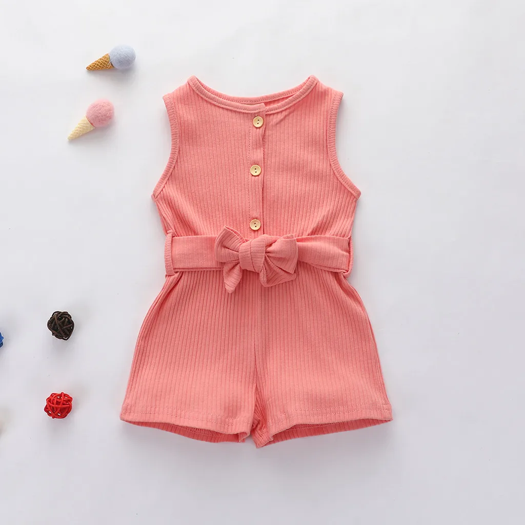 

Baby Summer Clothing 0-24M Toddler Baby Girl Romper Clothes Sleeveless Strap Short Solid Overalls Cotton Outfits Baby Jumpsuits