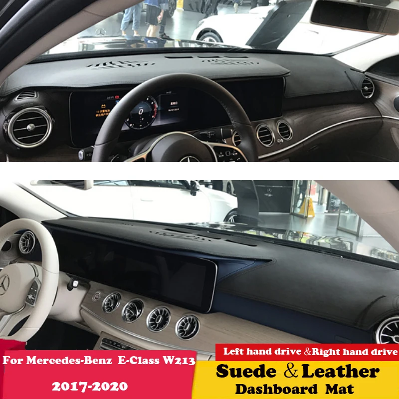 

For Mercedes Benz E-Class W213 E200 E250 E300 E220d AMG 2017-2020 Leather Dashmat Dashboard Cover Sunshade Carpet Dash Mat Suede