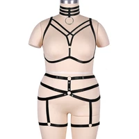 cage hollow bra full body sexy lingerie waist suspender belt plus size busty women underwear exotic accessories punk goth garter