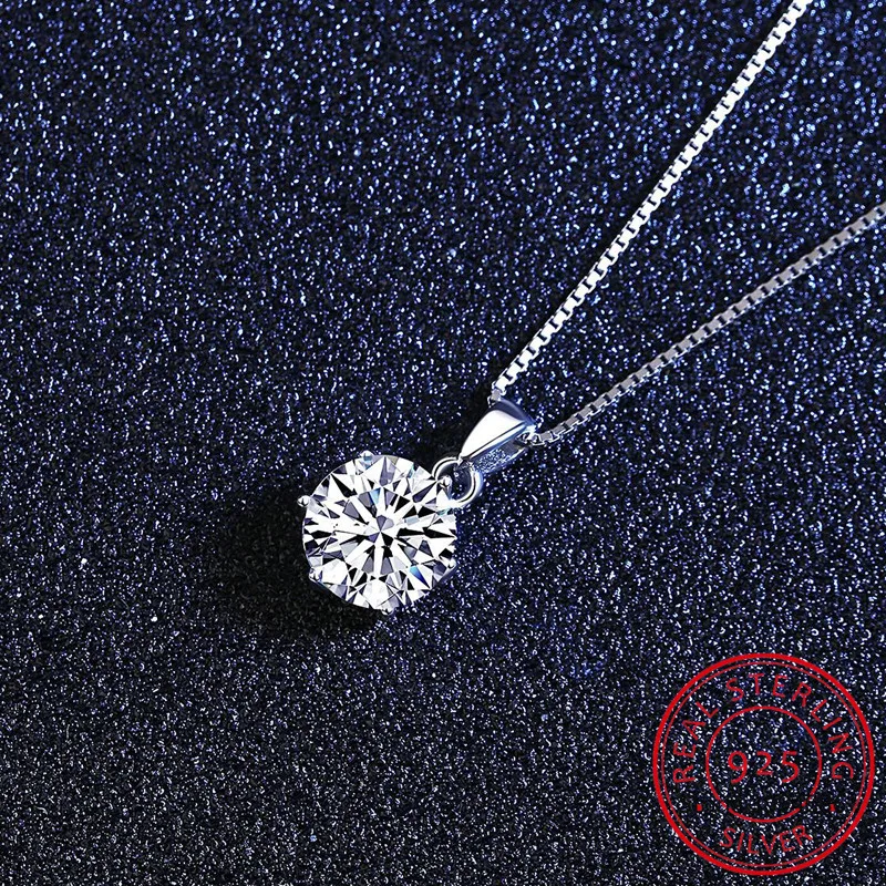

Real 1 Carat D Color Crystal Bridal Pendant Necklace 100% 925 Sterling Silver Wedding Party Fine Jewelry Gift Wholesale