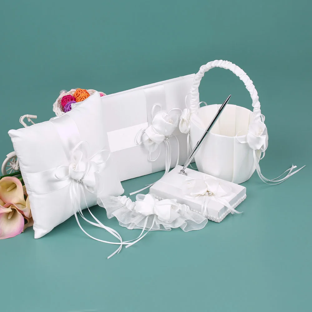 5 шт. атласная Цветочная корзинка для кольца подушка свадебного гостя Книжная