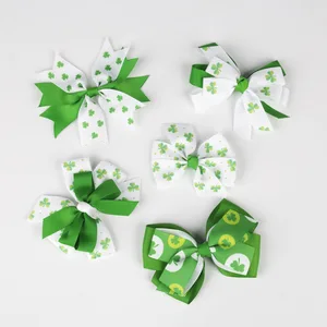 Заколки для волос для девочек, с принтом цветов и листьев, корсажная лента, бант зажим для волос